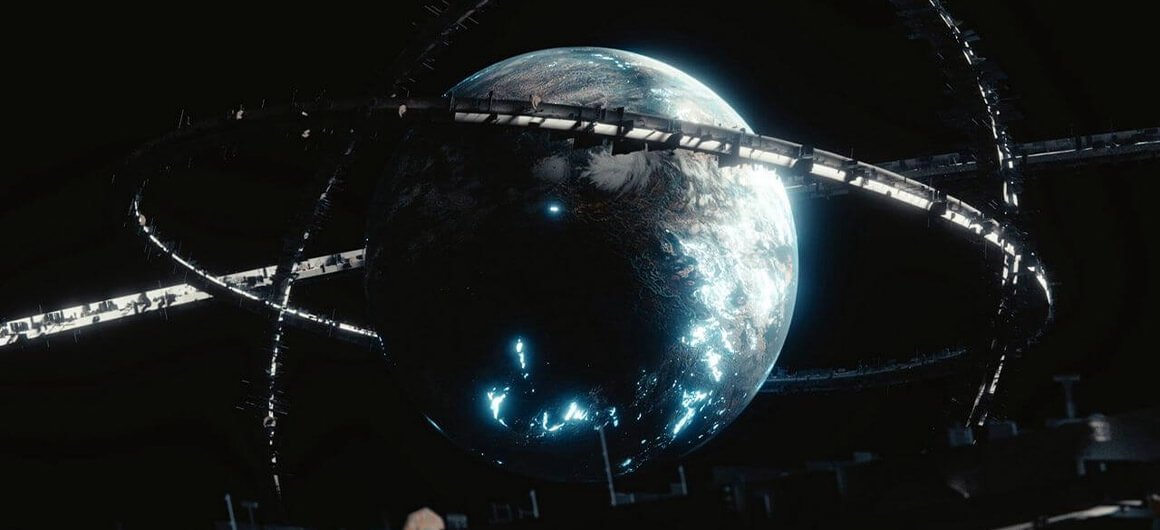 Planète Terre entourée d’anneaux futuristes symbolisant le contrôle de l’intelligence artificielle sur le monde numérique